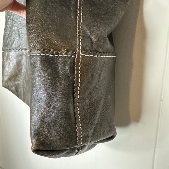 Banana Republic Faded brown Lambskin Leather Tote Hobo Bag with silver sparkle - Picture 14 of 16